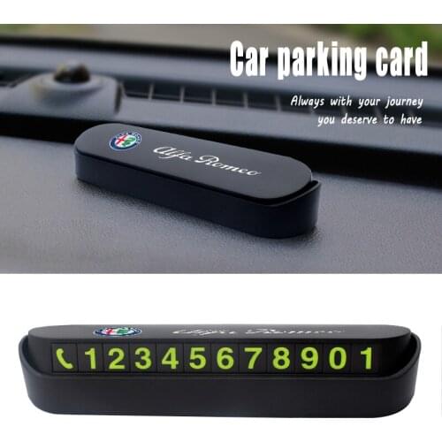 For Alfa Romeo 159 Giulietta 147 Mito Giulia GT Stelvio Car Temporary Parking Phone Number Card Plate Car Park Stop Accessories