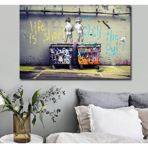 Two Boys Street Art Graffiti Canvas Prints Modern Printed Canvas Painting Wall Pictures For Cuadros Decoratives Dropshipping