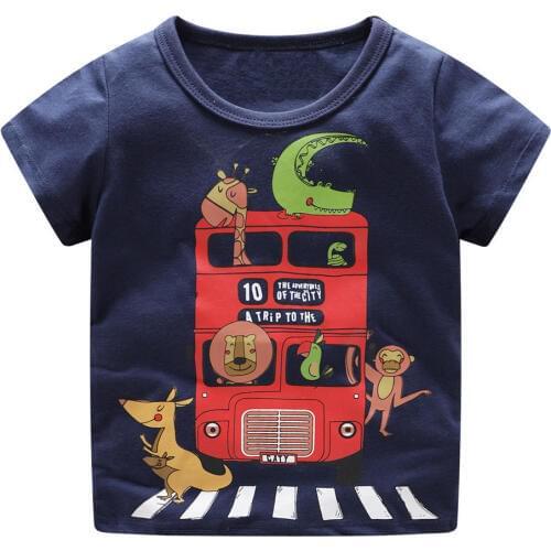 Jumping Meters Boys Top Printed Bus Animal Shirt Baby Tees Summer Clothes 18 Cartoon Kids Tshirts For Boys Clothing Children