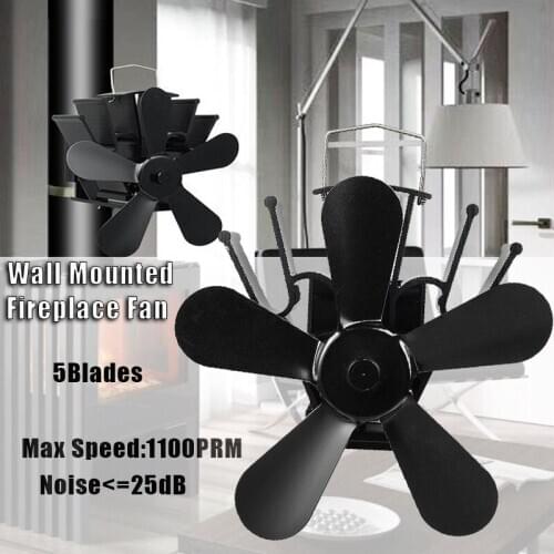 Fireplace 5 Blade Heat Powered Stove Fan komin Log Wood Burner Eco Friendly Quiet Fan Home Efficient Heat Distribution