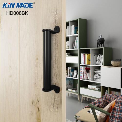 KIN MADE Side Mount Flat Black Pull Handle for Sliding Barn Door Hardware Stainless Steel Screws included