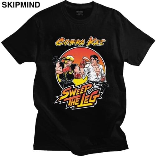 Cool Cobra Kai T shirt Men Cotton Sweeping Legs T-shirt 1984 TV The Karate Kid Tshirt Daniel Larusso Tees Short Sleeved Fan Top