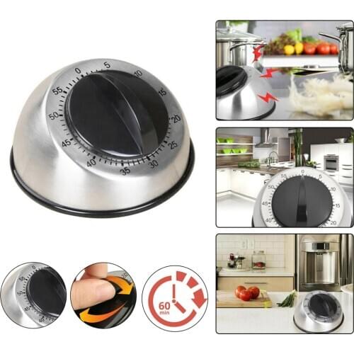 Stainless Steel Kitchen Timer 60 Minutes Countdown Alarm Mechanical Cooking Timer Reminder Alarm Clock Kitchen Gadgets