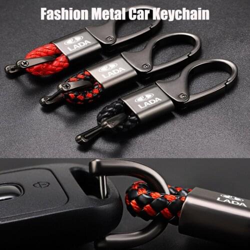 Metal Keychain For Car Keys Steel Buckle Braided Rope Anti-Lost Key Rings For Lada Vesta Niva Samara Kalina Largus Priora Xray