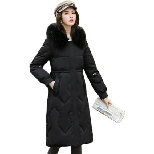 Fashion Over-Knee Mid-Length Embroidered Down Cotton Female Jacket 2021 New Loose Waist Thickened Winter Jacket Women