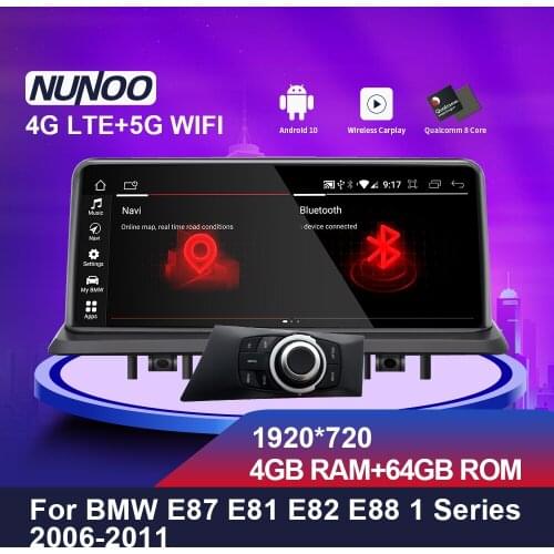 Nunoo 10.25 Inch Car Radio Multimedia DVD Player 4GB 64GB Android 10 For BMW 1 Series E81 E82 E87 E88 F20 F21 F22 2006-2016 GPS