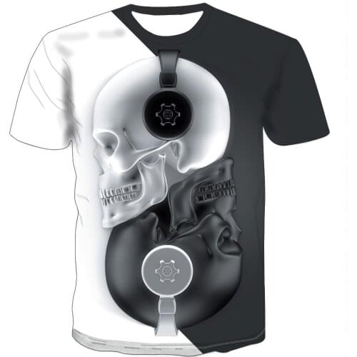 Fashion summer T-shirt men 2021 3D skull printing mens T-shirt breathable street clothing stitching printing T-shirt kids size