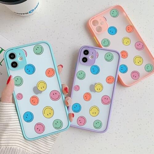 Soft TPU Shockproof Phone Case for IPhone 12 Mini 7 8 Plus X XS XR XSMax 11 12 Pro Max Funny Wave Point Smile Face Cover Coque