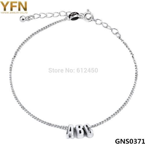 Real Solid 925 Sterling Silver ABC Letters Bracelet for Women Brand Design Fashion Bracelets & Bangles GNS0371