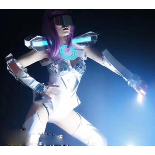 Nightclub stage show DJ singer dancer wear Party girl dance mirror costume