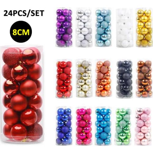 New 24pcs/Lot 8cm Color Decoration Ball Christmas Tree Hang Ornaments Shiny Bauble Ball For Home House Bar Party Decor