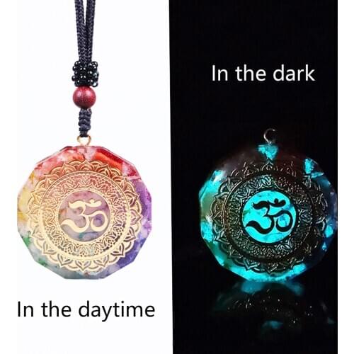 Om Symbol Orgonite Luminous Energy Pendant Natural Crystal Chakra Orgon Energizing Necklace Absorbs Negative Healing Jewelry
