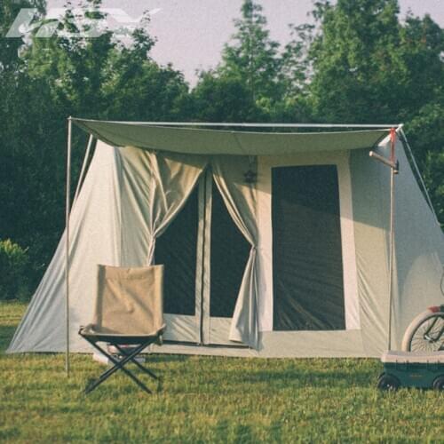 100% cotton Outdoor Camping 3-4 people square tent Water Resistant thickened hotel tent Fishing Hunting Adventure Family Party
