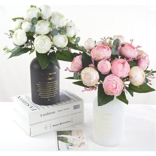 Festive Rose Artificial Flowers Peony Bouquet Cheap Flowers Wedding Home Decoration Fake Rose Flower