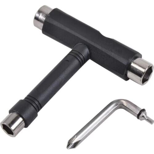 Professional All-in-one Black T Shape Wrench Roller Skate Skateboard Longboard Board Tool Allen Key Multifunction