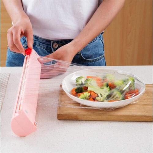 Food Wrap Dispenser Cutter Kitchen Tool Foil Cling Film Wrap Dispenser Plastic Sharp Cutter Storage Holder Kitchen Tool