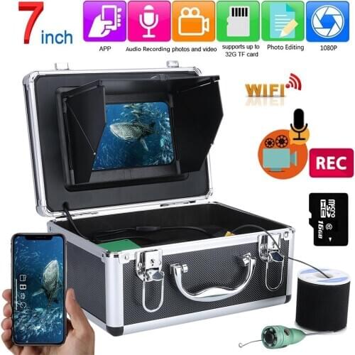 7 Inch WIFI Wireless Fish Finder Underwater Fishing Camera Kit 16GB Video Recording DVR 6W IR /White LED Fishing Camera