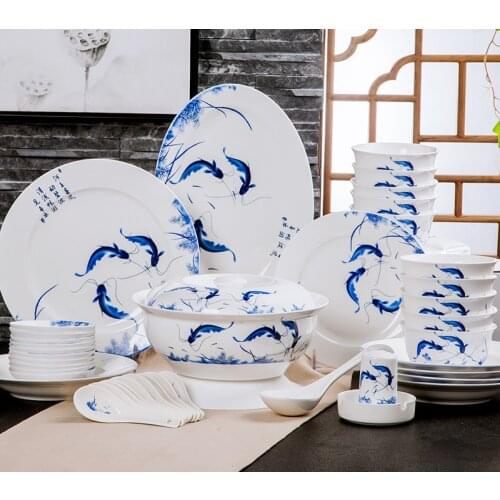Blue and white porcelain bowl set creative gift box sales promotion Jingdezhen ceramic rice tableware household