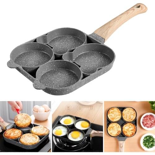 4 Hole Frying Pan Non-stick Frypan Burger Pancake Steak Breakfast Maker Cooking Tools Cookware