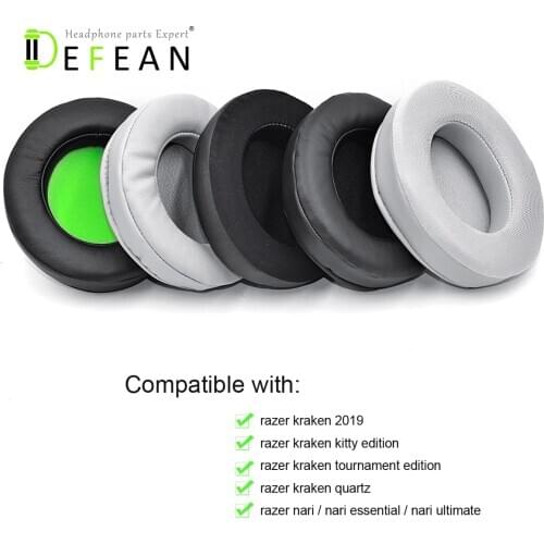 Defean Replacement Potein Leather and slica gel Ear Pads for Razer kraken kitty edition / Ultimate / quartz / te / NARI