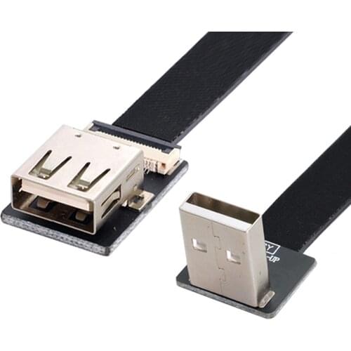 90 Degree Angle USB extension cable USB 2.0 Male to Female Extension Data Flat Slim FPC Cable for FPV & Disk & Scanner & Printer