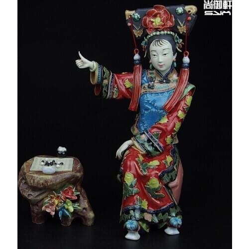 Shiwan doll master of fine ladies of ancient characters and ornaments study TV cabinet handmade ceramic crafts