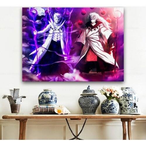 Japanese Anime Canvas Prints Uchiha Obito Uchiha Madara Rikudousennin Modo Cartoon Poster Wall Art Picture Painting Home Decor