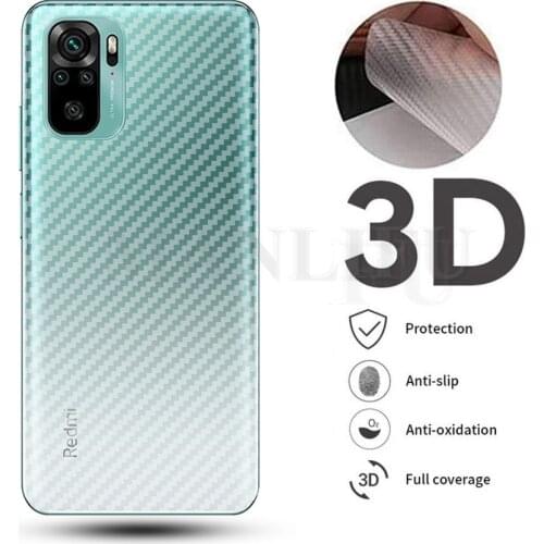 10Pcs 3D Carbon Fiber Screen Protector For Redmi Note 7 8T 9S 10 Pro Back Full Cover Film Xiaomi Mi 11 10 Lite Poco M3 X3 NFC