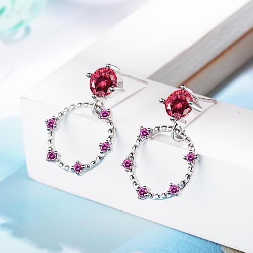 New Arrival Sweet Round Circle Flower 925 Sterling Silver Ladies`stud Earrings Original Jewelry For Women No Fade Cheap Gift