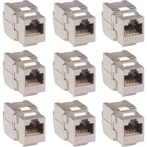 12 Pcs RJ45 Keystone Cat7 Cat6A Shielded FTP Zinc Alloy Module Network Keystone Jack Connector Adapter 10GB Network