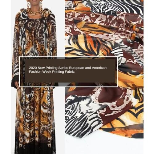 145 * 100cm European and American Fashion Cotton Fabric Spring and Summer Wild Animal Tiger Stripe 2020 Best-Selling Textile