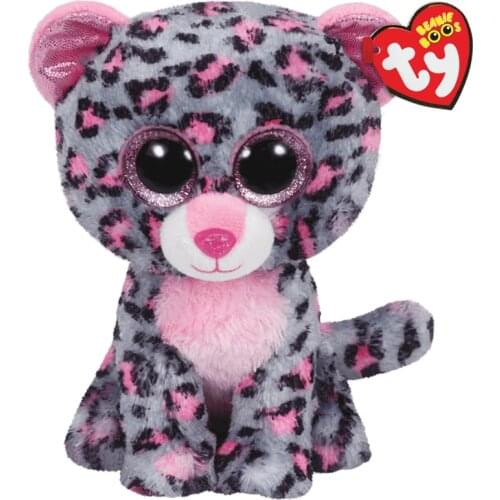 15CM Ty Beanie Eyes Pink Spotted Jaguar And Textured Sparkle Ears Brown And Gray Leopard Cute Animal Toys Children Birthday Gift