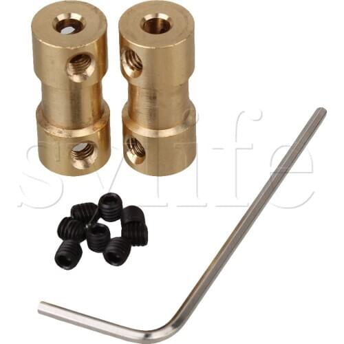 2pcs Solid Brass Shaft Motor Flexible Coupling Coupler Connector 3.17 x 4mm