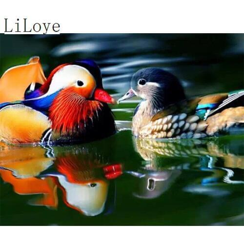 LI LOYE 5D DIY Diamond Painting mandarin duck Embroidery Full Square Diamond Cross Stitch Rhinestone Mosaic Decor Gift art FZ122