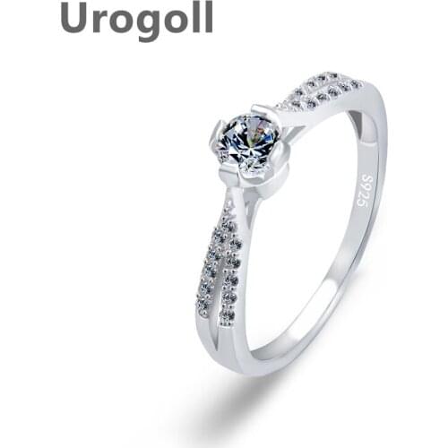 Noble Women Pure 925 Sterling Silver Ring Luxury Rhinestone Jewelry Rings Shining Cubic Zirconia Wedding Rings For Bridal