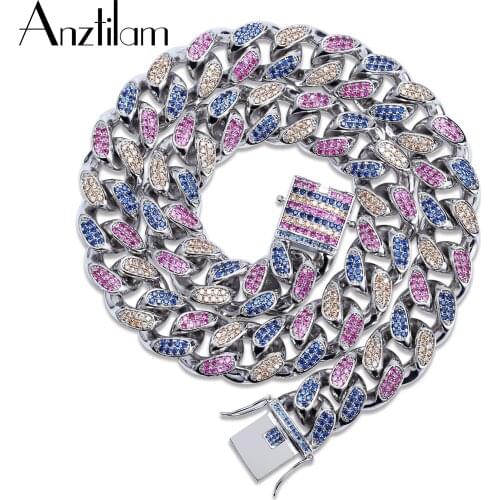 18mm Hip Hop Big Miami Cuban Link Chain Iced Out Necklace With Bling Zircon For Men Goth Luxurious Jewelry Free Shipping