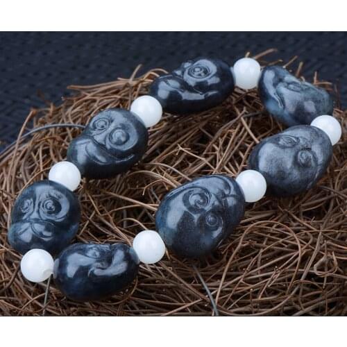 Genunine hetian gray jade bracelets bangle hand-carved monkey jadite jade bracelet jade jewelry real jade bracelets bangle