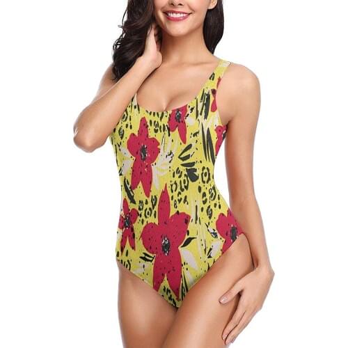 Womens One Piece Bathing Suits Sexy Athletic Swimsuits Teen Girls Cute Tropical Leopard Cheetah Spot