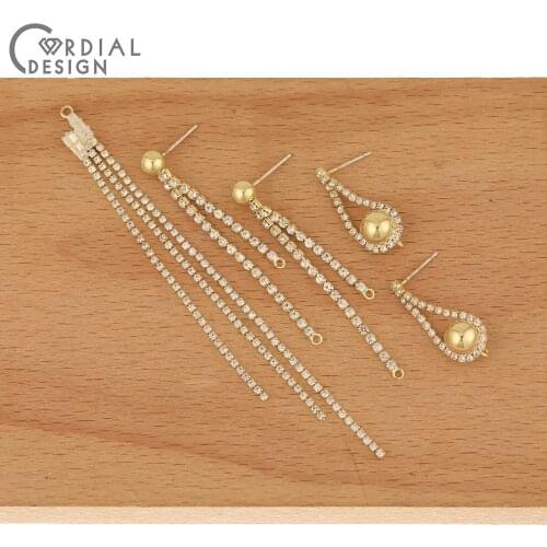 Cordial Design 50Pcs Earrings Stud/Connectors/Hand Made/Jewelry Findings & Components/Claw Chain/DIY Earrings Making/CZ Charms