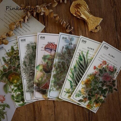 40 pcs/pack Vintage Natural Plants Floral Bullet Journal Decorative Stationery Stickers Scrapbooking DIY Diary Album Stick Label