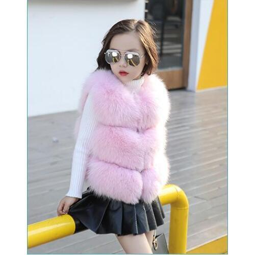 Children Baby Little Girl Faux Fur Waist Vests Kids Girl Fur Coats Outerwear