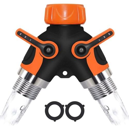 2 Way Garden Hose Splitter, Splitter Valve for Garden Hose with Heavy Garden Hose Outlet Splitter with 2 Washers