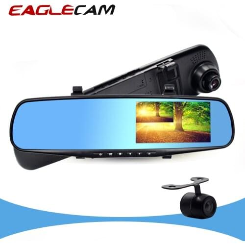 Full HD 1080P 4.3” IPS Dual camera Rear view Mirror Car DVR Camera Video Registrator Recorder dash cam car-detector black box