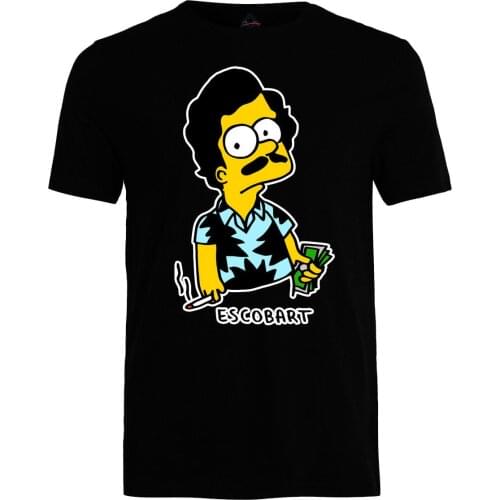 Escobart Unisex T-Shirt Funny Pablo Escobar Narcos Shirt Flash Print Cotton Slim Fit Crew Neck Printing Casual Tops Shirt