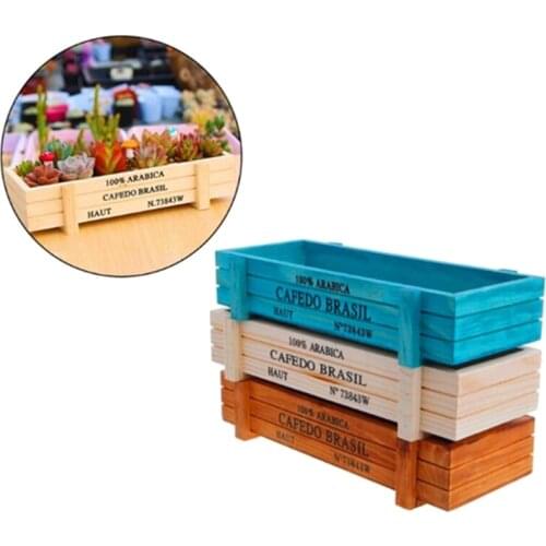 Garden Plant Pot Decorative Vintage Succulent Wooden Boxes Crates Rectangle Table Flower Pot Gardening Device