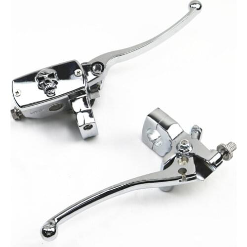 Chrome 1" Skull Brake Clutch Lever For Harley Suzuki Cafe Motorbike Retro VT VTX