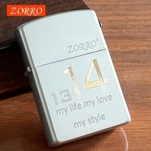 Zorro Kerosene Lighter Sand Chrome Frosting Old Style Windbreak Lighter Personality Retro Fashion Lighter Send Boyfriend