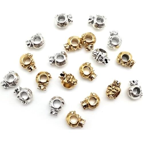 Top Sale 10Pcs Lion Head Spacers Beads Vintage Silvery Alloy Beads Charms For DIY Jewelry Making Bracelet Accessoires
