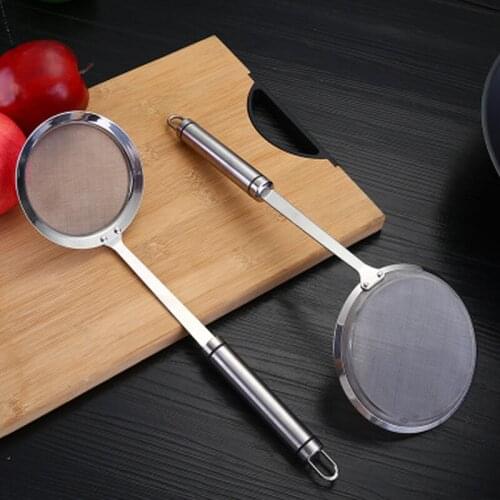Oil filter spoon manufacturers direct sales 304 stainless steel sieve sieve 80 mesh fine mesh oil grid kitchen utensils wholesal