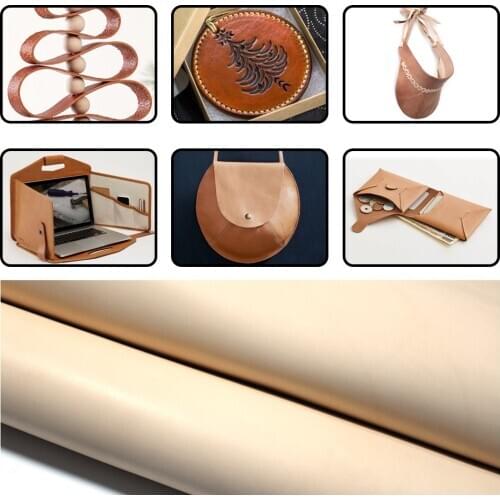 Cowhide Leather Material Vegetable Tanned Leather DIY Art Craft Sewing Genuine Leather Fabric Natural Color Leather Accessories